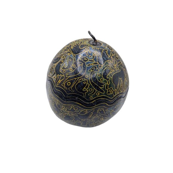 Handcrafted Maque Decorative Gourd With Intricate Carvings & Natural Wax Finish - Picture 12 of 13